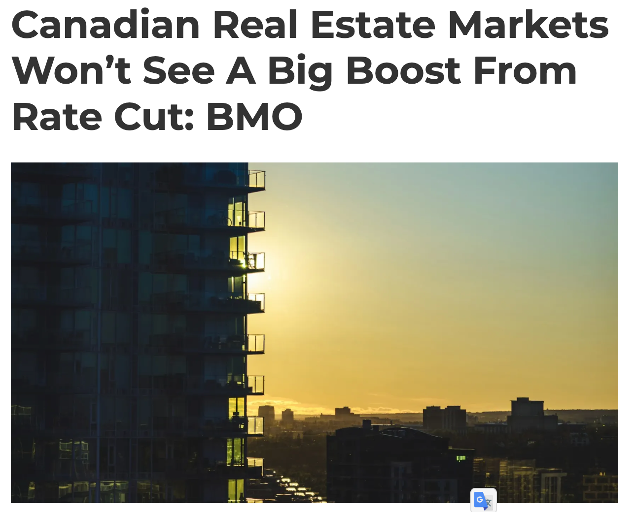 BMO：降息难以重振加拿大房地产市场
